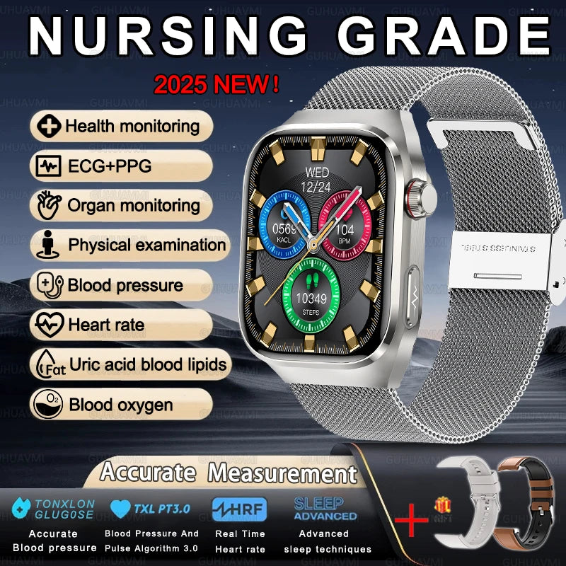 Men ECG+PPG Blood Pressure Blood Oxygen Bluetooth Call Health Smart watchs