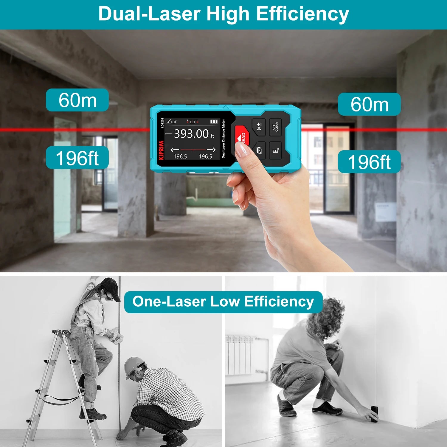 Distance Meter Rechargeable Bilateral Laser 