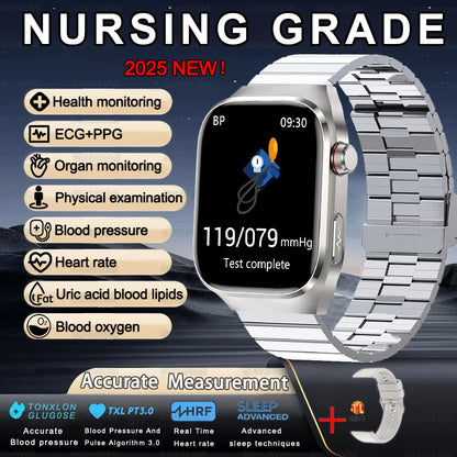 Men ECG+PPG Blood Pressure Blood Oxygen Bluetooth Call Health Smart watchs