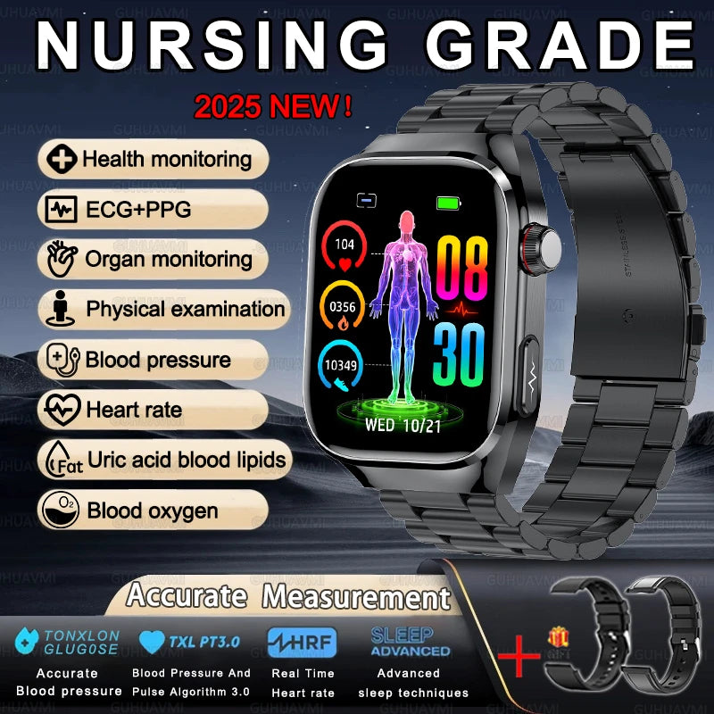 Men ECG+PPG Blood Pressure Blood Oxygen Bluetooth Call Health Smart watchs