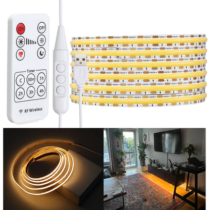 Remote Control DC5V USB COB LED Light Strip 