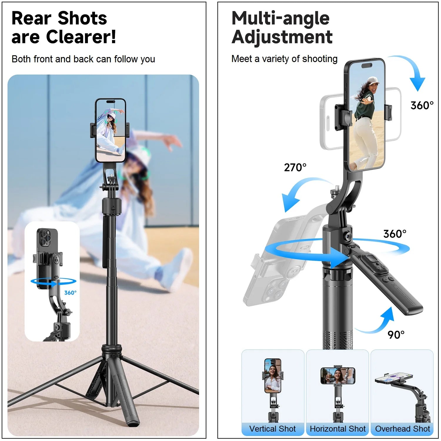 Extendable Auto Face Tracking  360° Rotation Tripod 