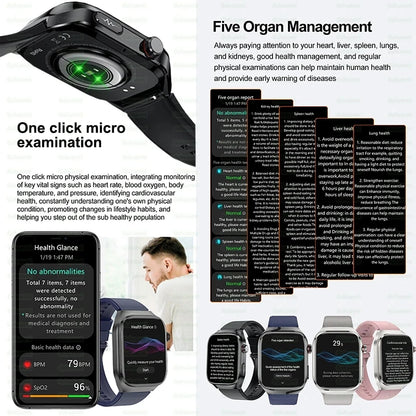 Men ECG+PPG Blood Pressure Blood Oxygen Bluetooth Call Health Smart watchs