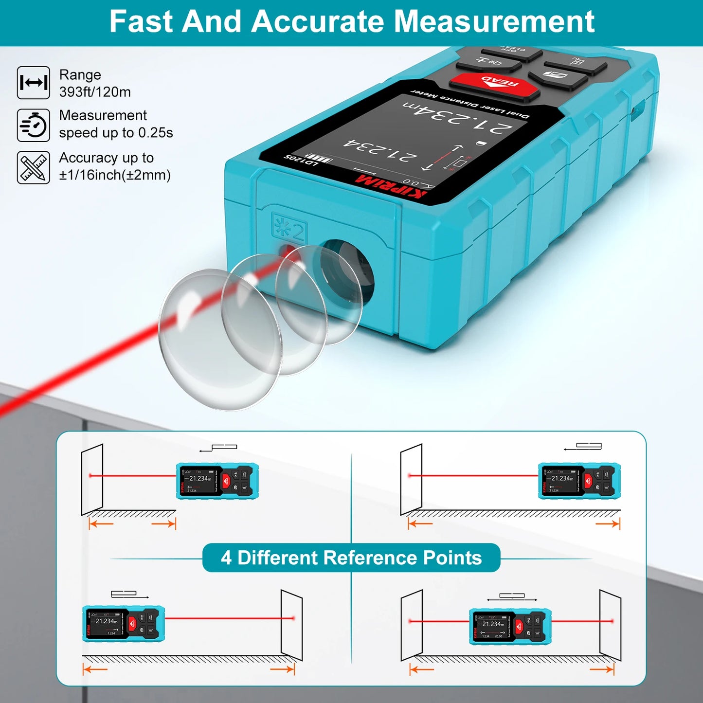 Distance Meter Rechargeable Bilateral Laser 