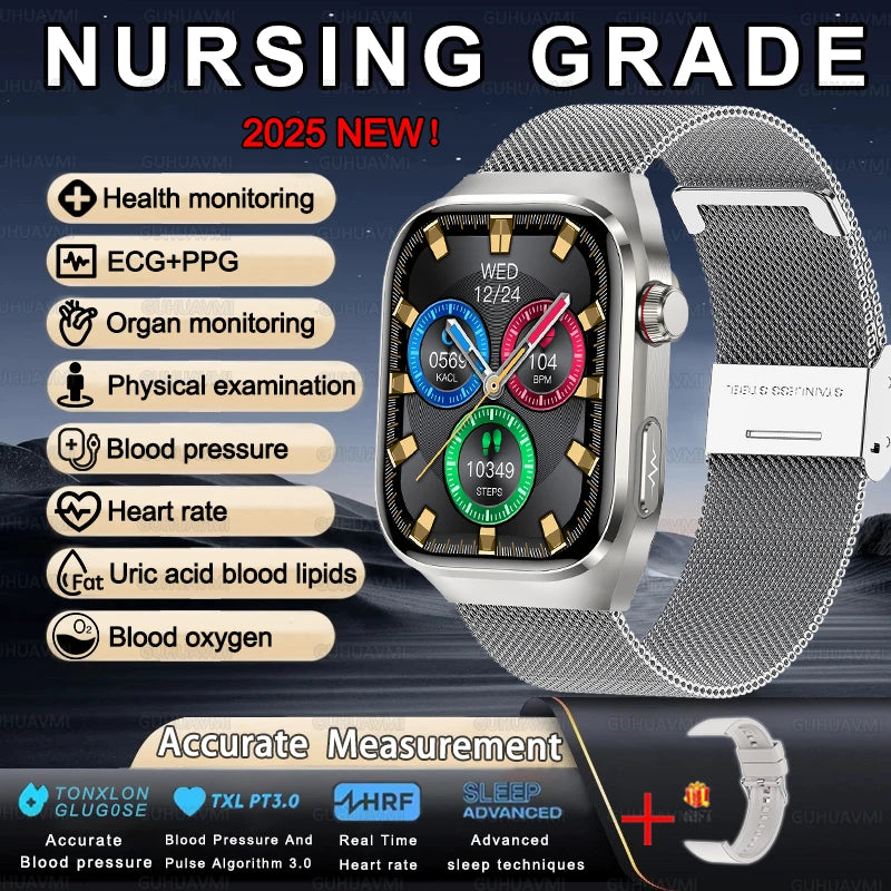 Men ECG+PPG Blood Pressure Blood Oxygen Bluetooth Call Health Smart watchs