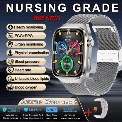 Men ECG+PPG Blood Pressure Blood Oxygen Bluetooth Call Health Smart watchs