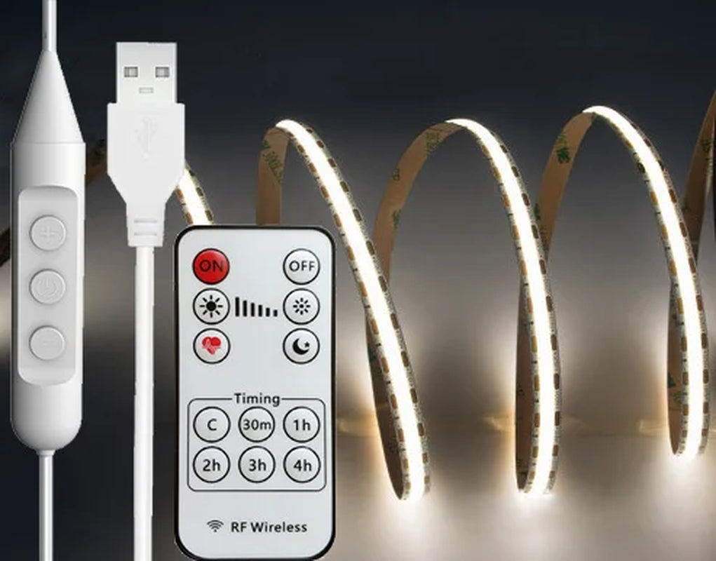 Remote Control DC5V USB COB LED Light Strip 