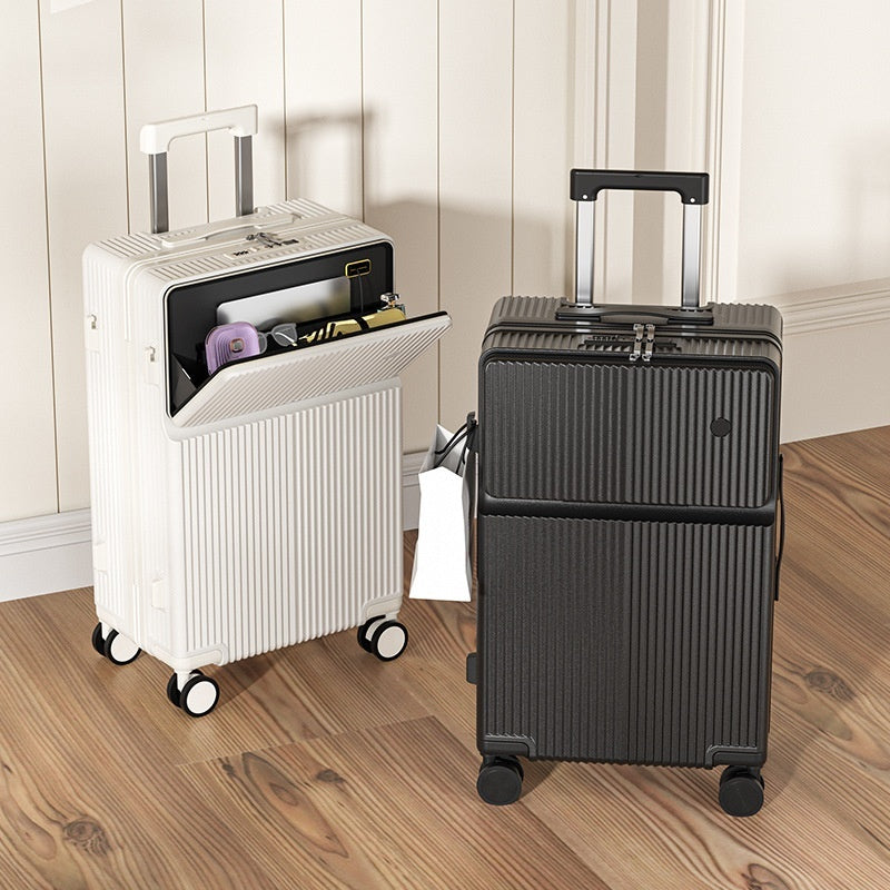 Multifunctional Front Opening Luggage With Cup Holder - Sheiloo