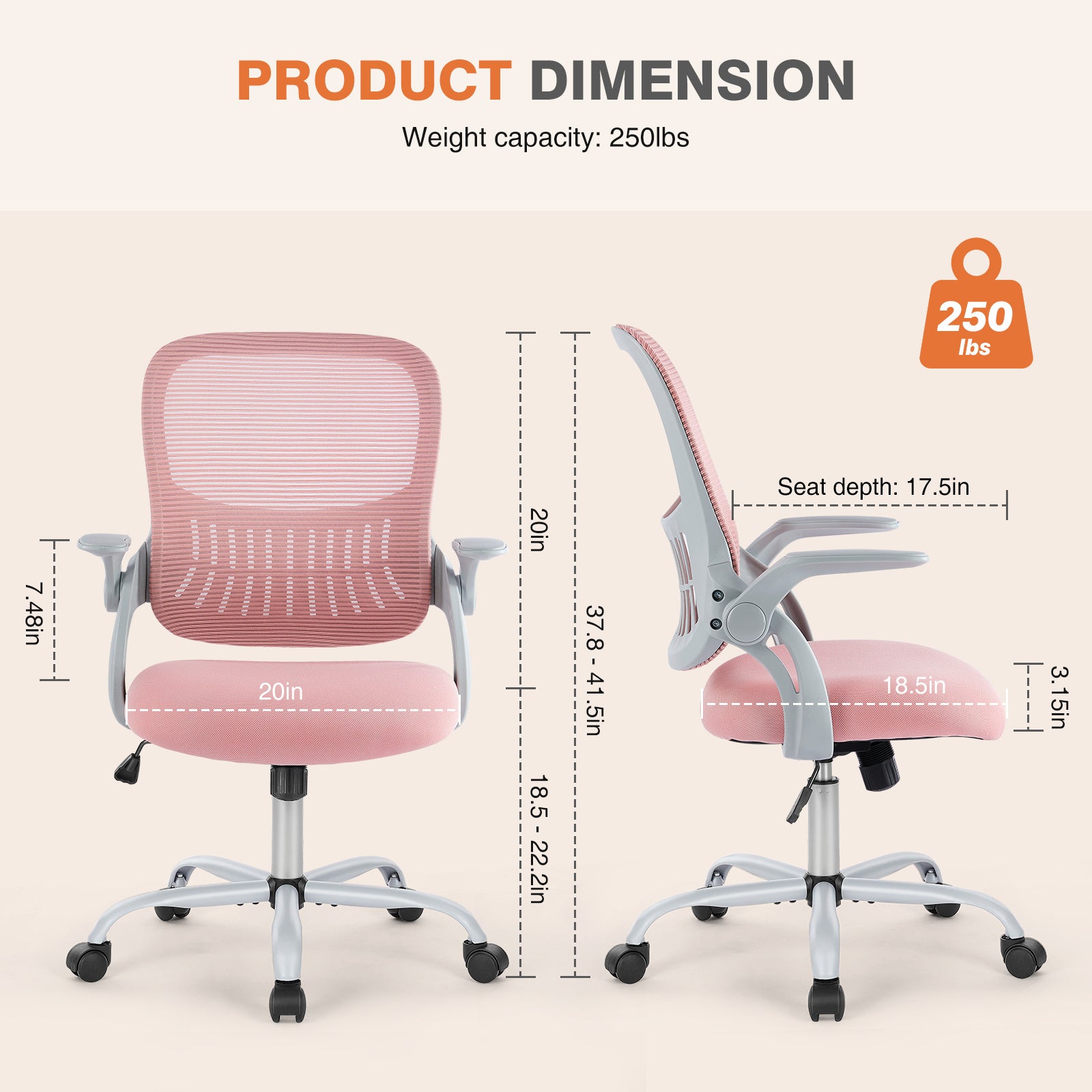Adjustable Tall Office Chair With Foot Ring - Sheiloo