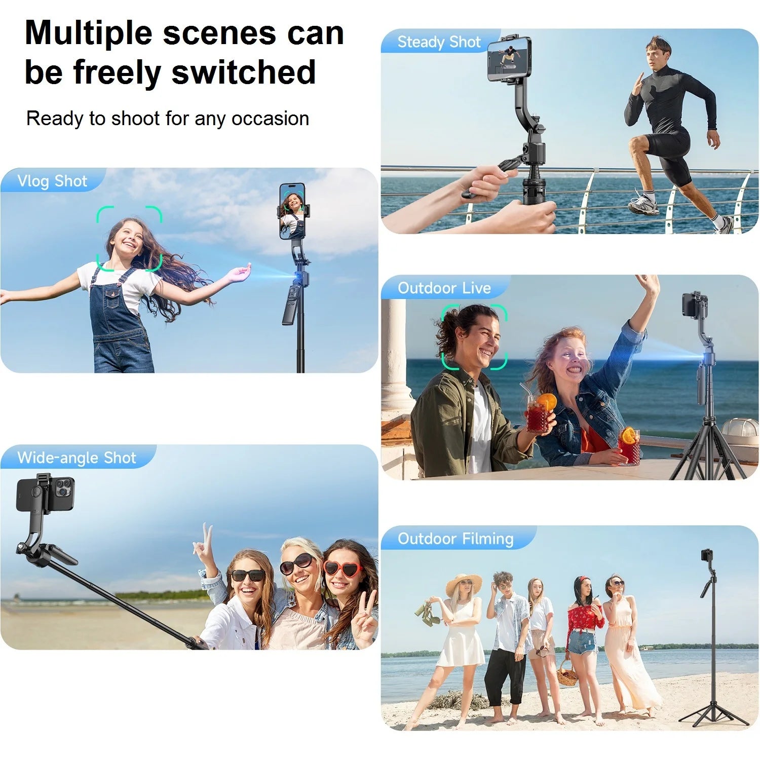 Extendable Auto Face Tracking  360° Rotation Tripod 