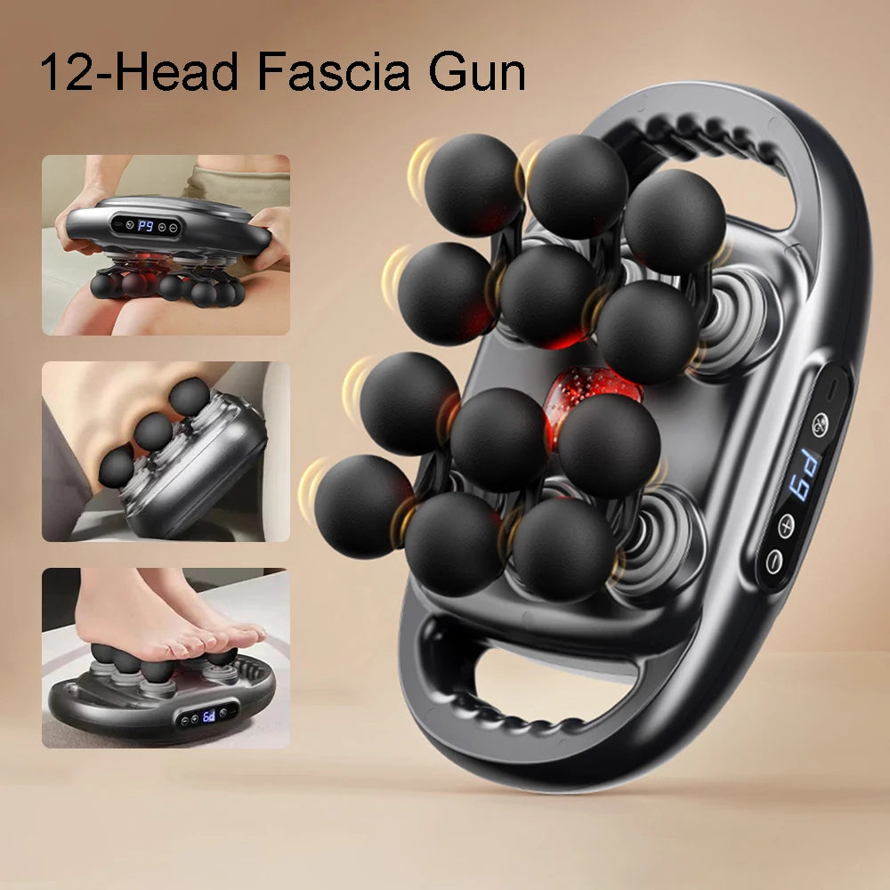 12-Head Fascia Gun High-Frequency Vibration Body Massager