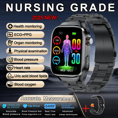 Men ECG+PPG Blood Pressure Blood Oxygen Bluetooth Call Health Smart watchs