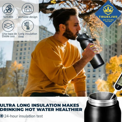 Stainless Steel Thermal Portable Thermos with Straw