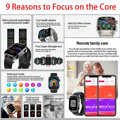 Men ECG+PPG Blood Pressure Blood Oxygen Bluetooth Call Health Smart watchs