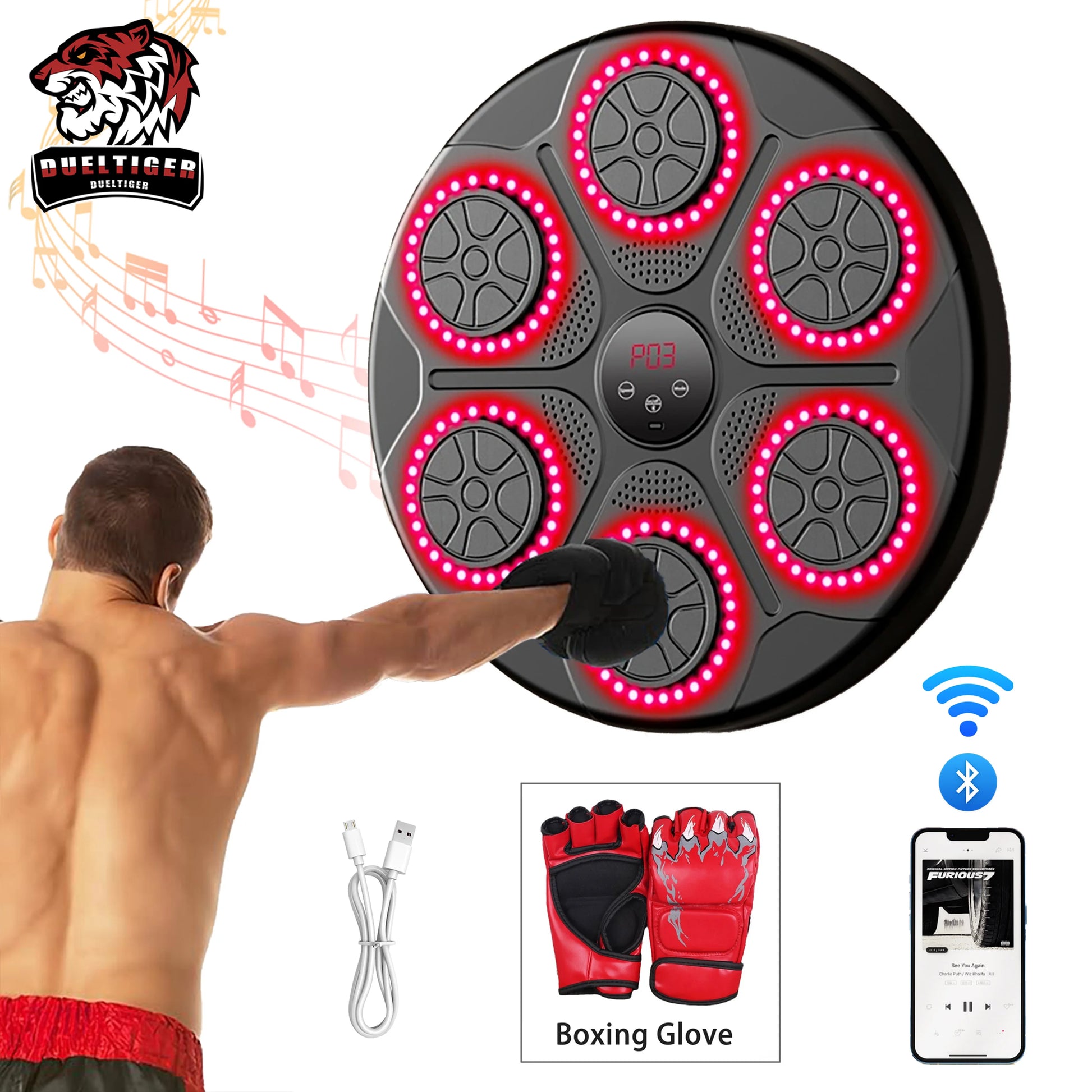 Smart Bluetooth Wall Mounted Music Boxing Trainer