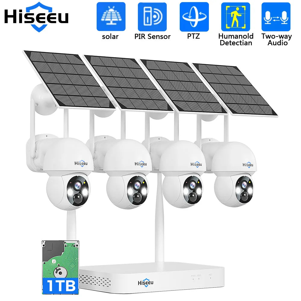4MP Wifi PTZ Solar IP Camera Security System Kit