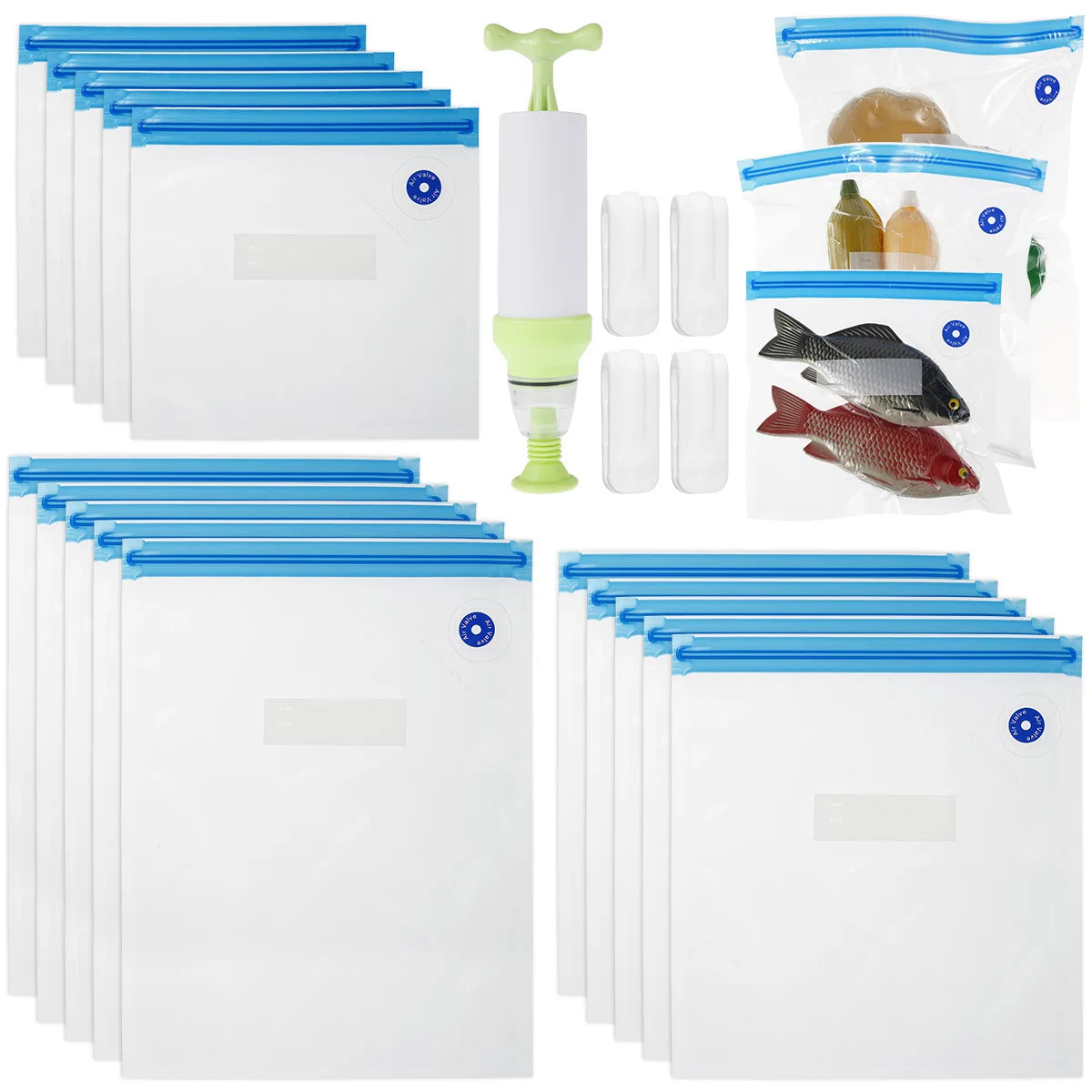 20Pcs Vacuum Reusable  Food Storage Bag