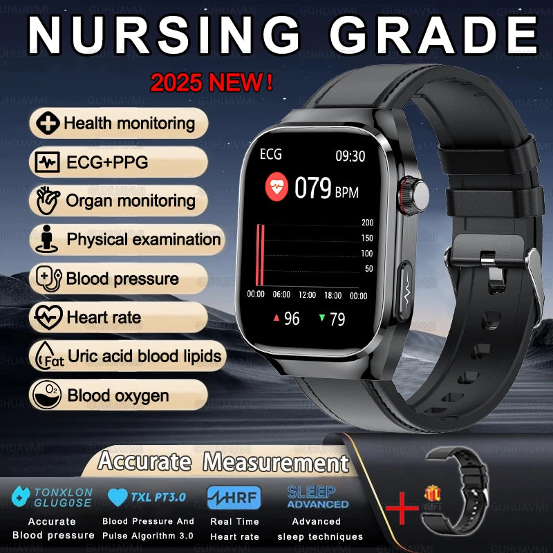 Men ECG+PPG Blood Pressure Blood Oxygen Bluetooth Call Health Smart watchs
