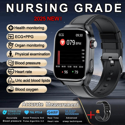 Men ECG+PPG Blood Pressure Blood Oxygen Bluetooth Call Health Smart watchs