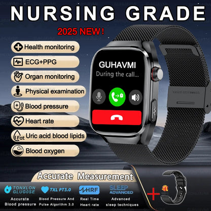Men ECG+PPG Blood Pressure Blood Oxygen Bluetooth Call Health Smart watchs