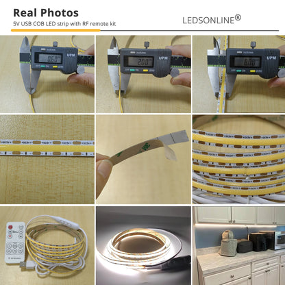 Remote Control DC5V USB COB LED Light Strip 