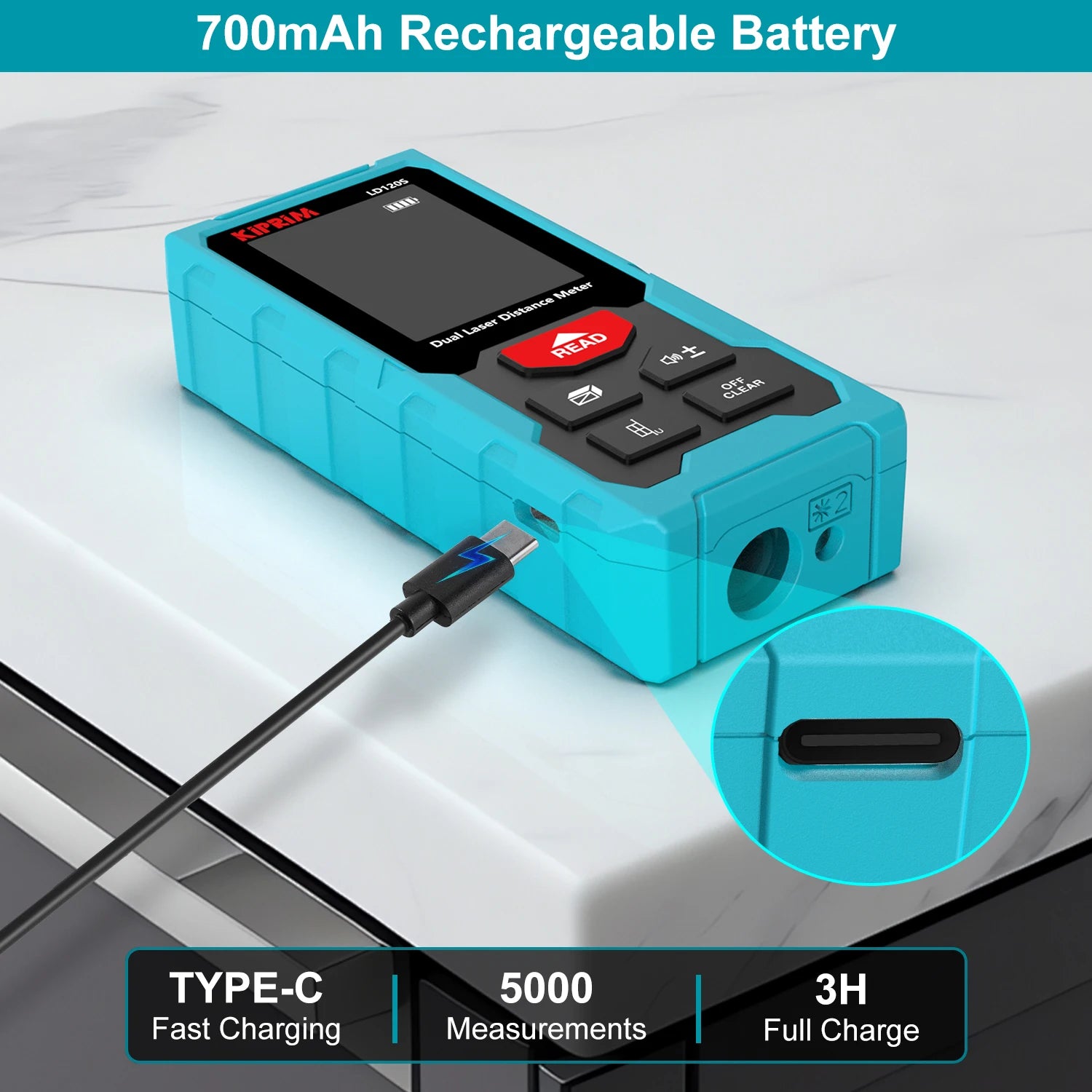 Distance Meter Rechargeable Bilateral Laser 