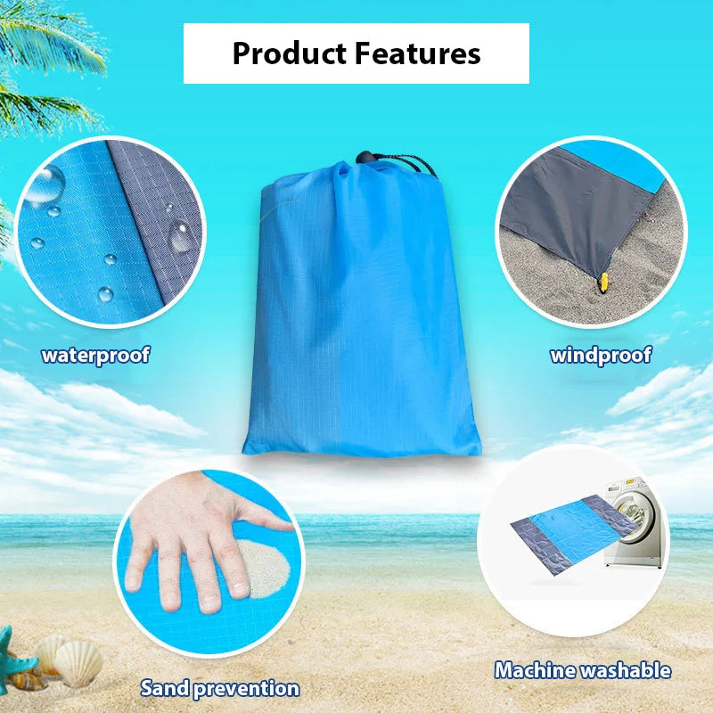 Portable 200*210Cm Sandproof Beach Blanket