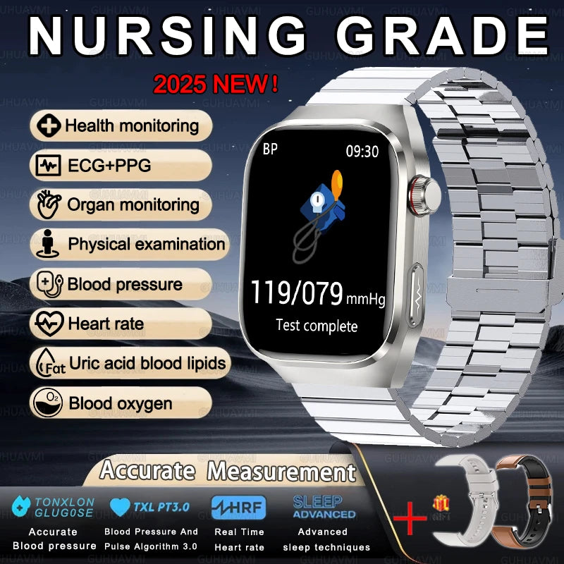 Men ECG+PPG Blood Pressure Blood Oxygen Bluetooth Call Health Smart watchs