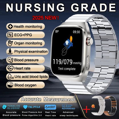 Men ECG+PPG Blood Pressure Blood Oxygen Bluetooth Call Health Smart watchs