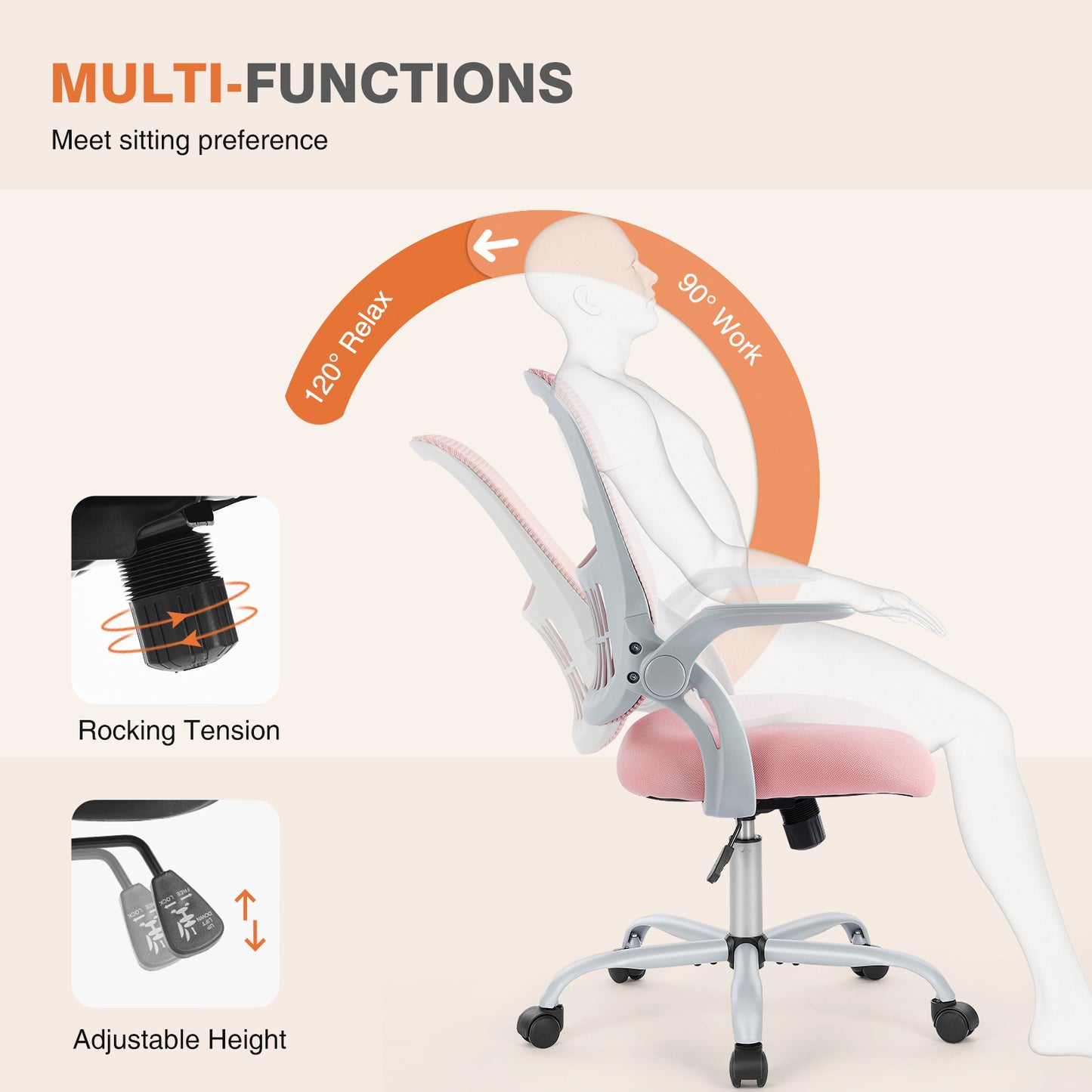 Adjustable Tall Office Chair With Foot Ring - Sheiloo