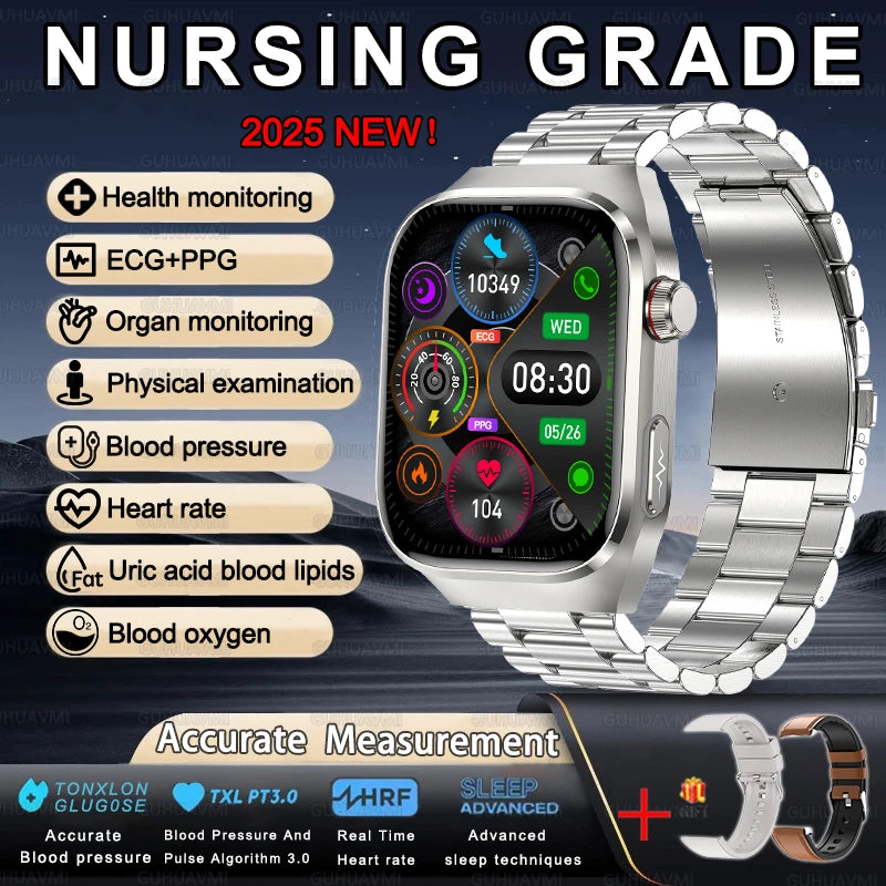 Men ECG+PPG Blood Pressure Blood Oxygen Bluetooth Call Health Smart watchs