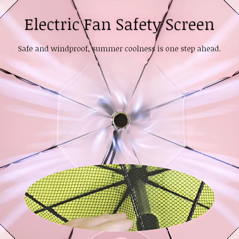 Sunshade UV Protection Cooling Fan Umbrella 