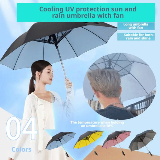 Sunshade UV Protection Cooling Fan Umbrella 