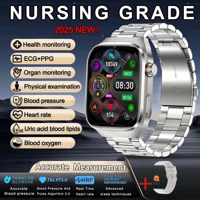Men ECG+PPG Blood Pressure Blood Oxygen Bluetooth Call Health Smart watchs