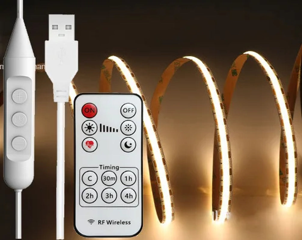 Remote Control DC5V USB COB LED Light Strip 